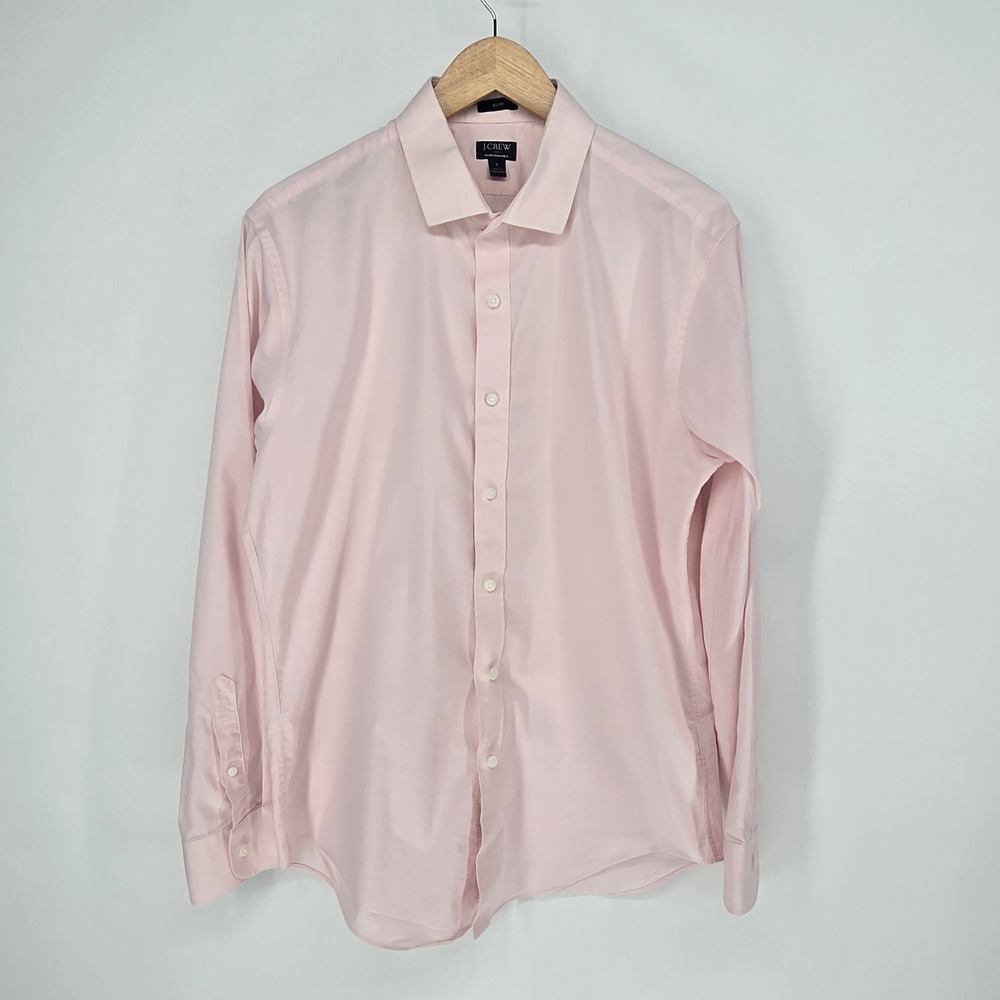 J.Crew Performance Dress Shirt Mens L Pink Slim Fit Stretch Button Down Office